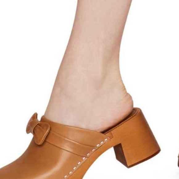 Anthropologie Swedish Hasbeens NWT Camel Bow Slip in Husband Clog 🌸 🌈❤️ - Picture 4 of 15